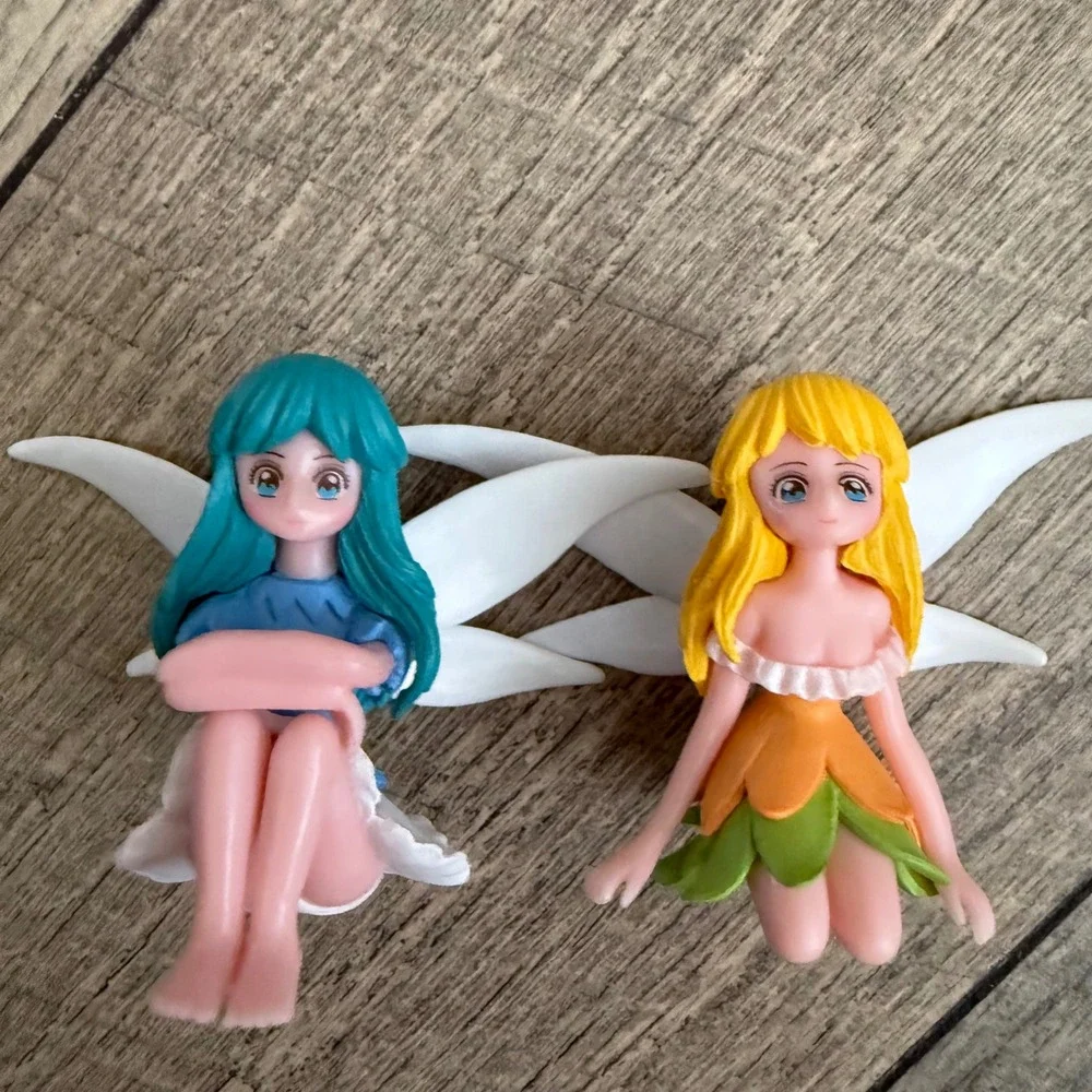 4Pc Miniature Anime Fairy Figurines Whimsical Sprite Terrarium Decor Set